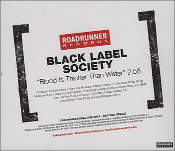 Portada del sencillo Blood Is Thicker Than Water de Black Label Society