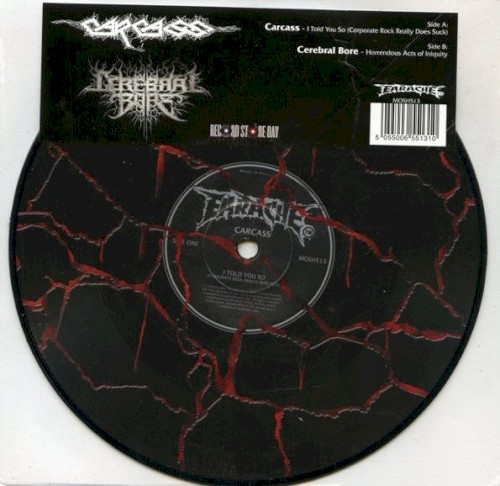 Portada del EP Carcass / Cerebral Bore de Carcass