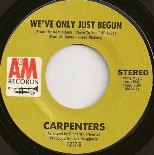We've Only Just Begun by Carpenters single cover art