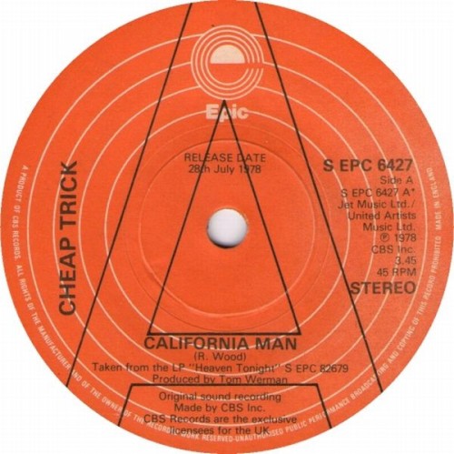 California Man by Cheap Trick single cover art