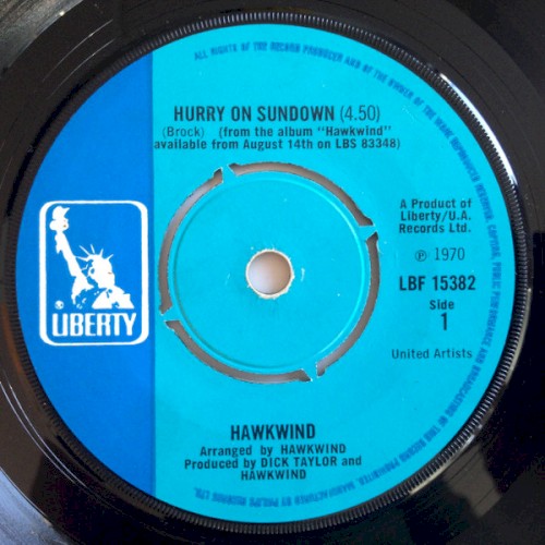 Hurry On Sundown by Hawkwind single cover art