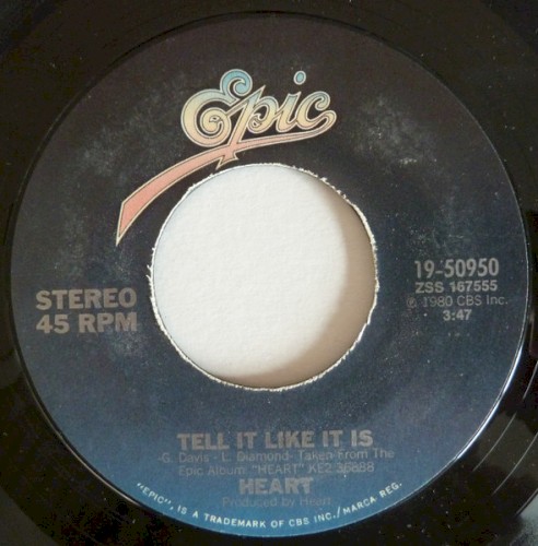 Portada del sencillo Tell It Like It Is de Heart
