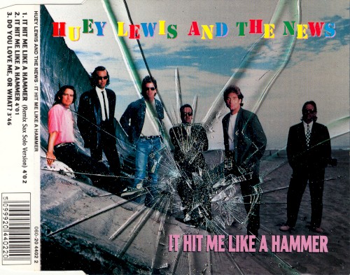 It Hit Me Like a Hammer by Huey Lewis and the News single cover art