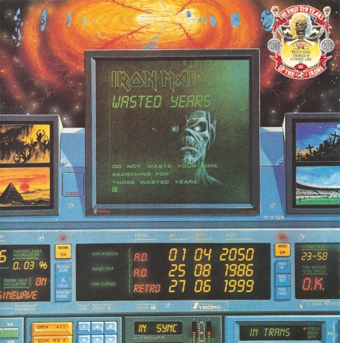 Wasted Years / Stranger in a Strange Land by Iron Maiden single cover art