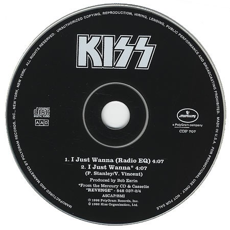 I Just Wanna by KISS single cover art