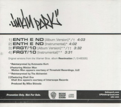 Portada del sencillo Enth E Nd / Frgt/10 de Linkin Park