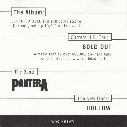 Hollow by Pantera single cover art