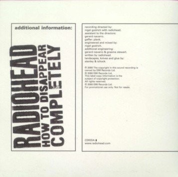 Pochette de How to Disappear Completely par Radiohead (single)