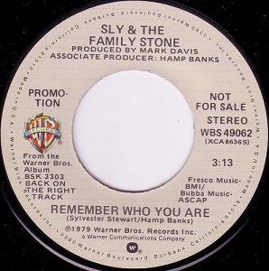 Portada del sencillo Remember Who You Are de Sly and the Family Stone