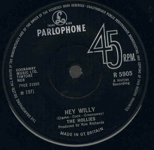 Cover-Artwork für die Single Hey Willy / Row the Boat Together von The Hollies