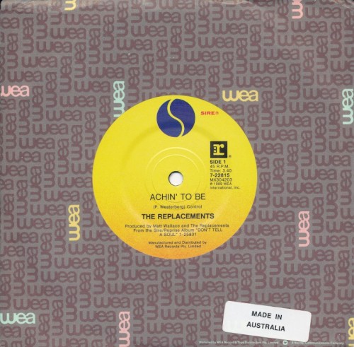 Cover-Artwork für die Single Achin’ to Be von The Replacements