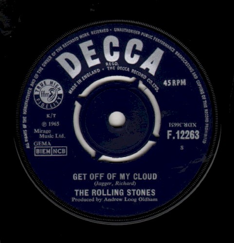 Portada del sencillo Get Off of My Cloud / The Singer Not the Song de The Rolling Stones