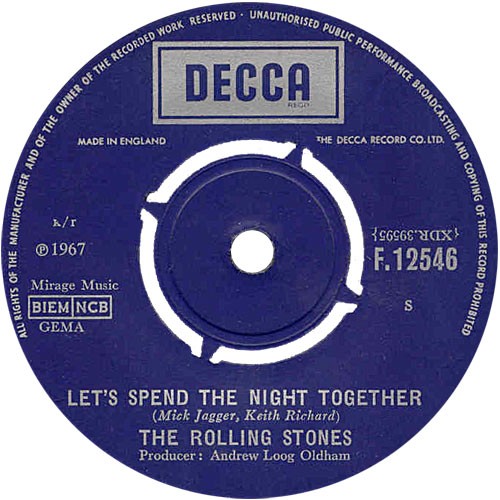 Let's Spend the Night Together / Ruby Tuesday by The Rolling Stones single cover art