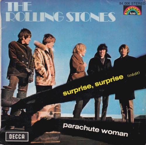 Portada del sencillo Surprise, Surprise / Parachute Woman de The Rolling Stones
