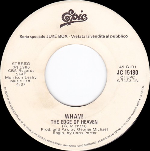 The Rolling Stones 的 The Edge of Heaven / One Hit (To the Body) 單曲 封面