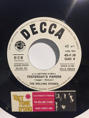 Pochette de Yesterday’s Papers / Back Street Girl par The Rolling Stones (single)