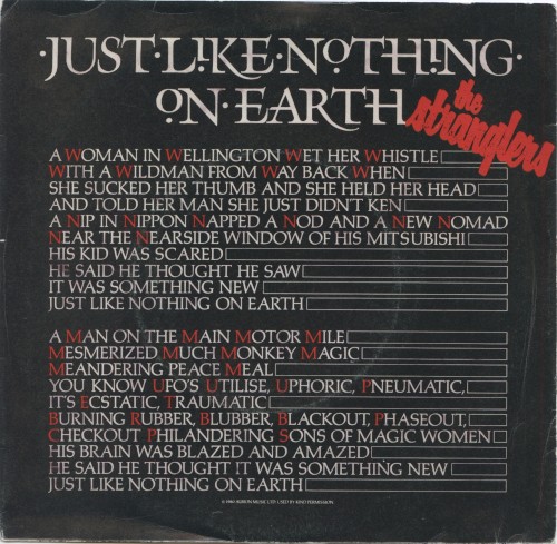 Just Like Nothing on Earth by The Stranglers single cover art