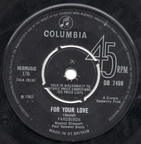The Yardbirds 的 For Your Love 單曲 封面