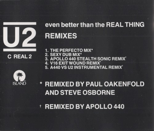 Portada del sencillo Even Better Than the Real Thing de U2