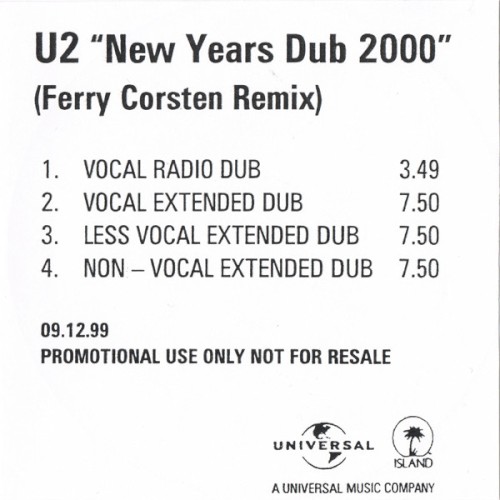 U2 的 New Years Dub 2000 (Ferry Corsten remix) 单曲封面