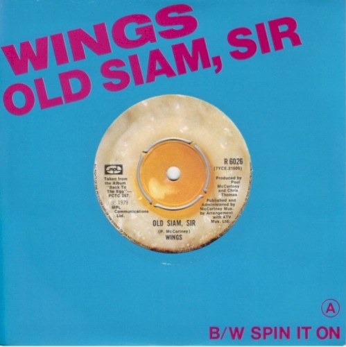 Old Siam, Sir by Wings single cover art