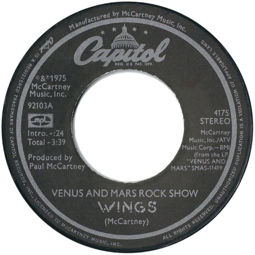 Venus and Mars / Rock Show by Wings single cover art