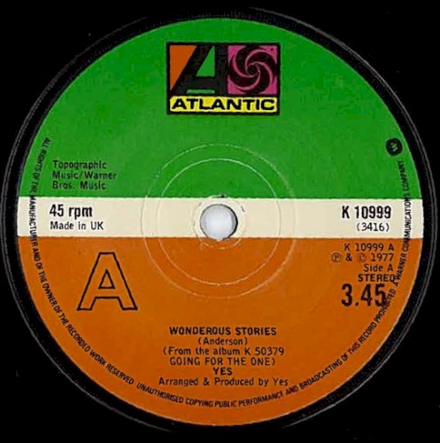 Wonderous Stories by Yes single cover art